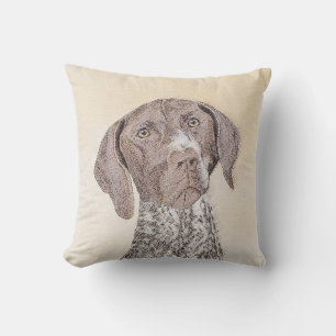 German Shorthaired Pointer Painting - Original Art Cushion
