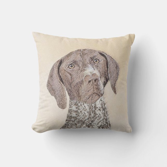 German Shorthaired Pointer Painting - Original Art Cushion (Front)