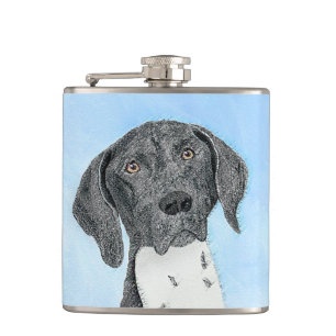 German Shorthaired Pointer Painting - Original Art Hip Flask