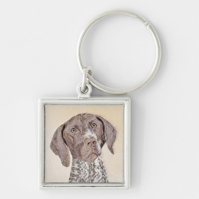 German Shorthaired Pointer Painting - Original Art Key Ring (Front)