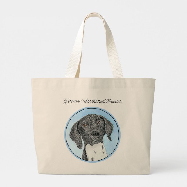 German Shorthaired Pointer Painting Original Art Large Tote Bag (Back)