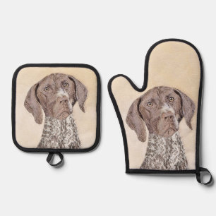 German Shorthaired Pointer Painting Original Art Oven Mitt & Pot Holder Set