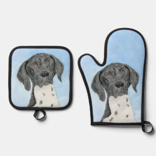 German Shorthaired Pointer Painting Original Art Oven Mitt & Pot Holder Set