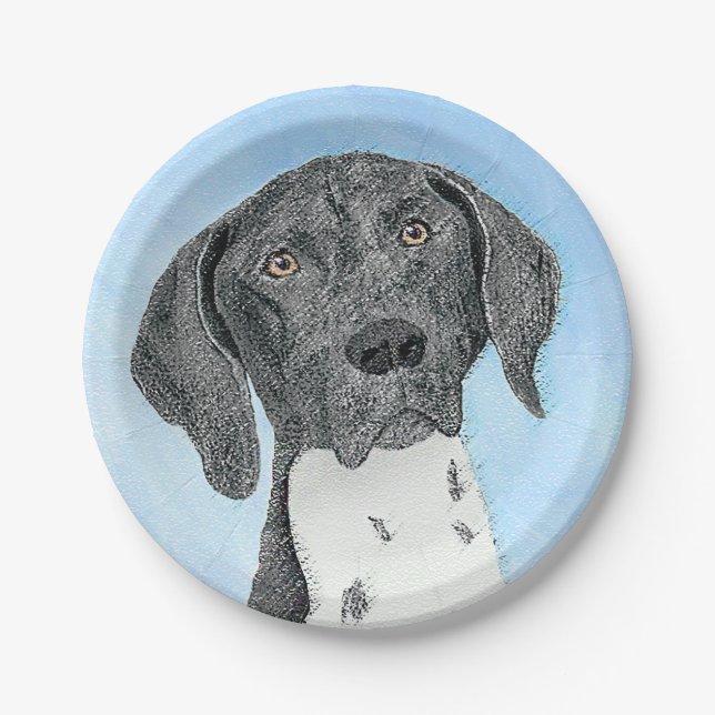 German Shorthaired Pointer Painting - Original Art Paper Plate (Front)