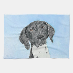 German Shorthaired Pointer Painting - Original Art Tea Towel