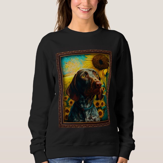 German Shorthaired Pointer Painting Sunflower Flow Sweatshirt (Front)