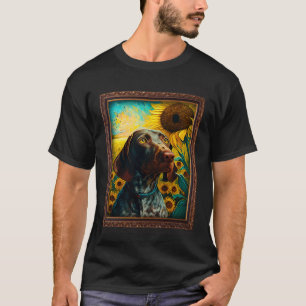 German Shorthaired Pointer Painting Sunflower Flow T-Shirt