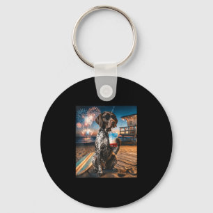 German shorthaired pointer patriotic beach key ring
