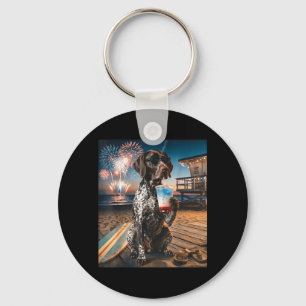 German Shorthaired Pointer Patriotic Beach Key Ring