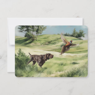 German Shorthaired Pointer Pointing at a Pheasant Invitation