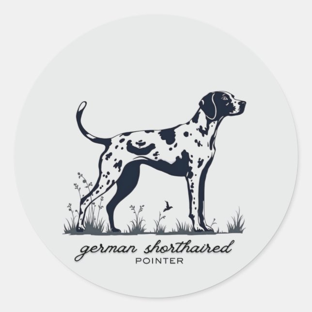 German Shorthaired Pointer Pointing Silhouette Classic Round Sticker (Front)