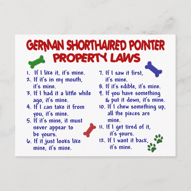 GERMAN SHORTHAIRED POINTER Property Laws 2 Postcard (Front)