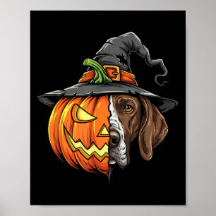 German Shorthaired Pointer Pumpkin Jack O Lantern Poster