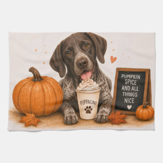 German Shorthaired Pointer Pumpkin Spice Tea Towel