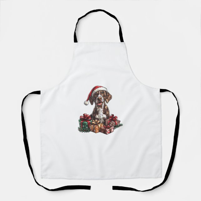 German Shorthaired Pointer Santa Hat Christmas GSP Apron (Front)