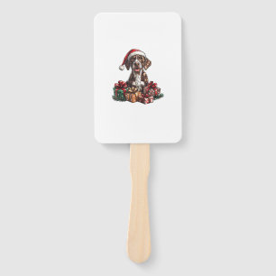 German Shorthaired Pointer Santa Hat Christmas GSP Hand Fan
