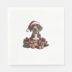 German Shorthaired Pointer Santa Hat Christmas GSP Napkin