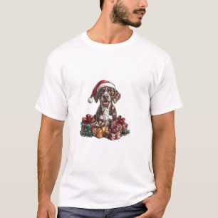 German Shorthaired Pointer Santa Hat Christmas GSP T-Shirt