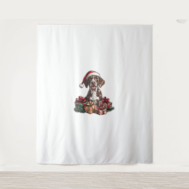 German Shorthaired Pointer Santa Hat Christmas GSP Tapestry (Front)