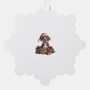German Shorthaired Pointer Santa Hat Christmas GSP Tree Decoration Card