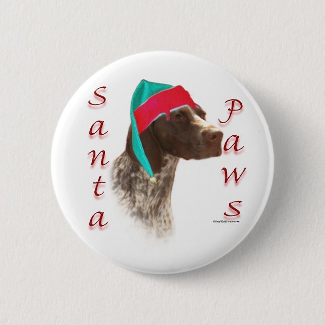 German Shorthaired Pointer Santa Paws 6 Cm Round Badge (Front)