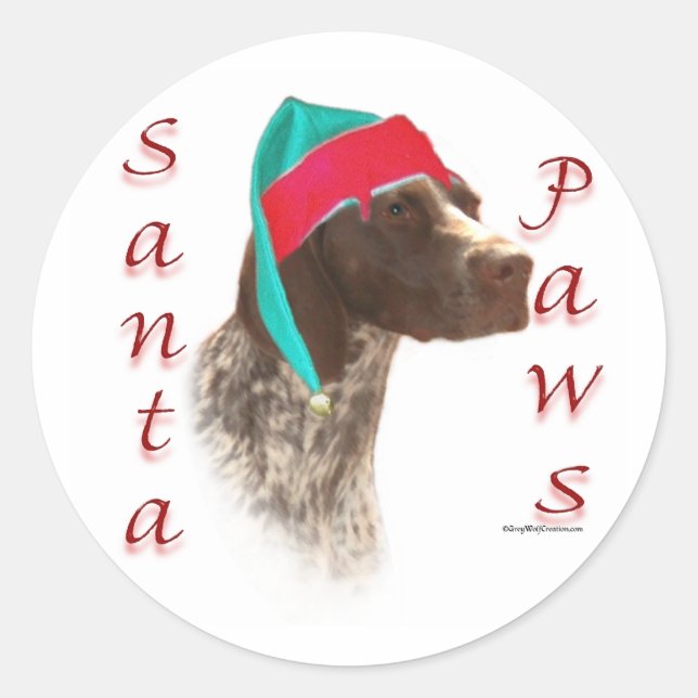 German Shorthaired Pointer Santa Paws Classic Round Sticker (Front)