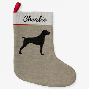 German Shorthaired Pointer Silhouette with Text Small Christmas Stocking