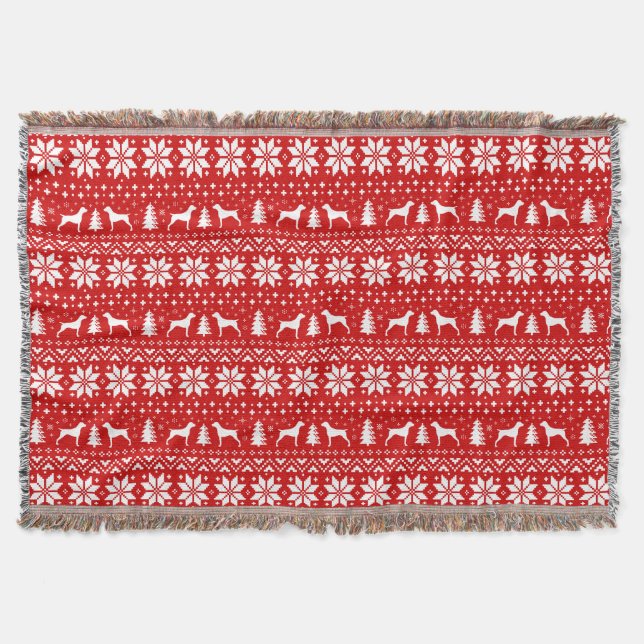 German Shorthaired Pointer Silhouettes Christmas Throw Blanket (Front)