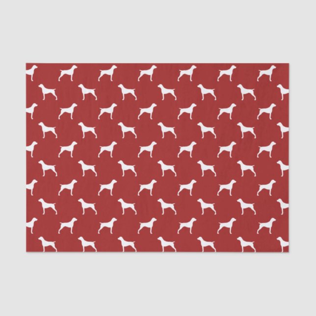 German Shorthaired Pointer Silhouettes Pattern Red Tissue Paper (Front)