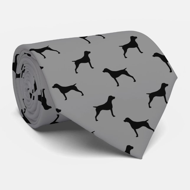 German Shorthaired Pointer Silhouettes Pattern Tie (Rolled)