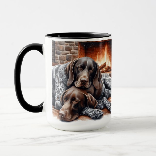 German Shorthaired Pointer Sleeping Christmas Mug (Left)