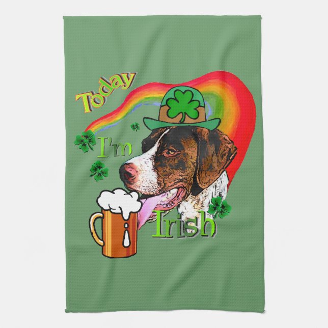 German Shorthaired Pointer St Pattys Tea Towel (Vertical)