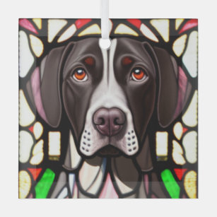 German Shorthaired Pointer "Stained Glass"  Glass Tree Decoration