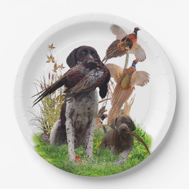 German Shorthaired Pointer    Sticker Paper Plate (Front)