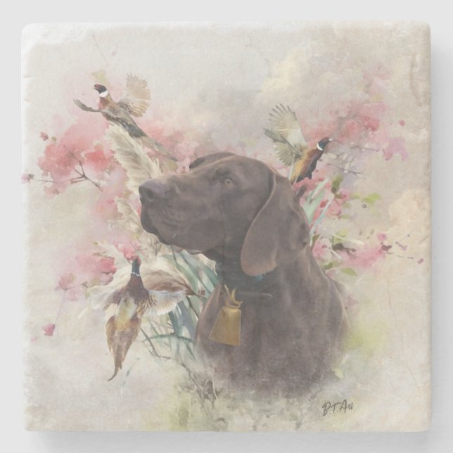 German shorthaired pointer  stone coaster (Front)