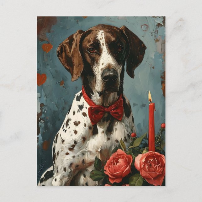 German shorthaired pointer Vintage Valentine's day Postcard (Front)