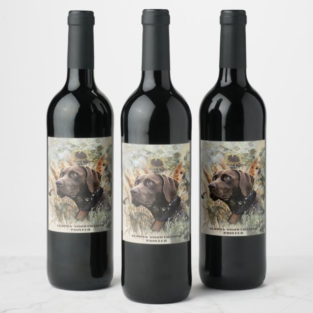 German Shorthaired Pointer Wine Label (Bottles)