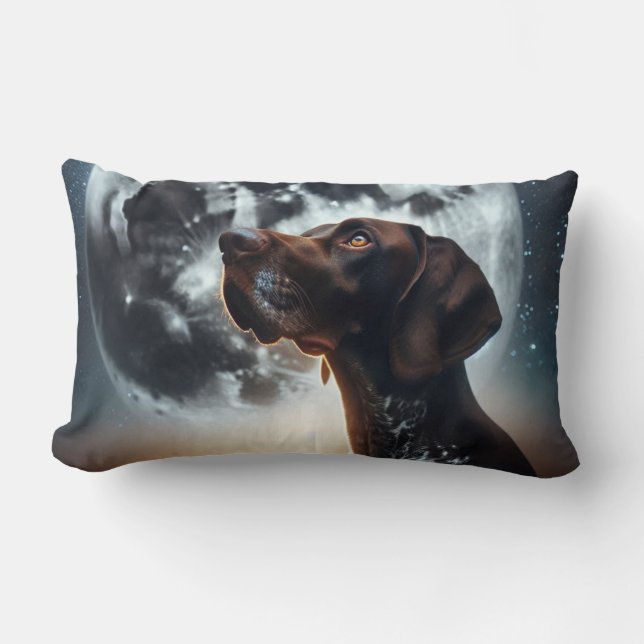 German Shorthaired Pointer with Moon and Stars Lumbar Cushion (Front)