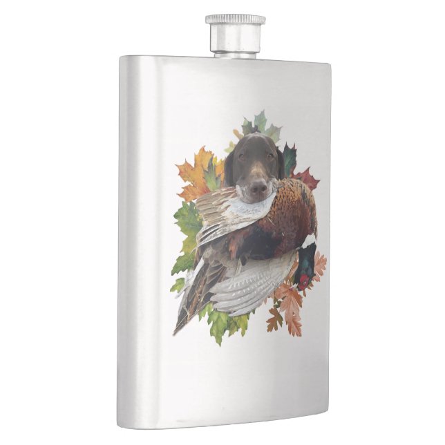 German Shorthaired Pointer with pheasant Snow Glob Hip Flask (Right)