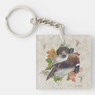 German Shorthaired Pointer with pheasant Snow Glob Key Ring