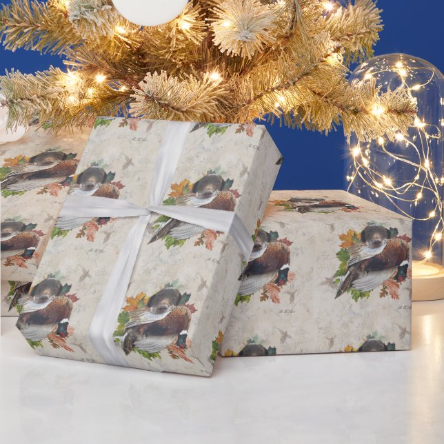 German Shorthaired Pointer with pheasant Snow Glob Wrapping Paper (Holidays)