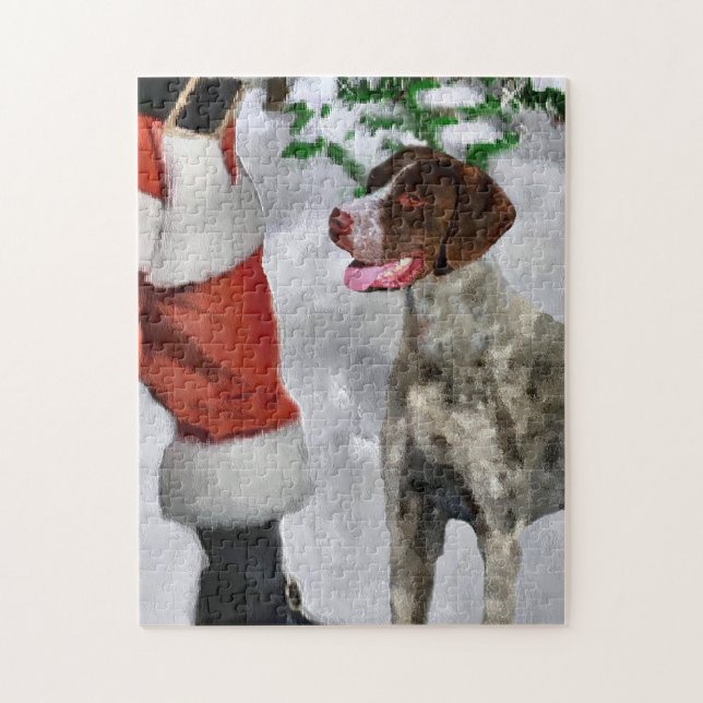 German Shorthaired Pointer With Santa Christmas  Jigsaw Puzzle (Vertical)