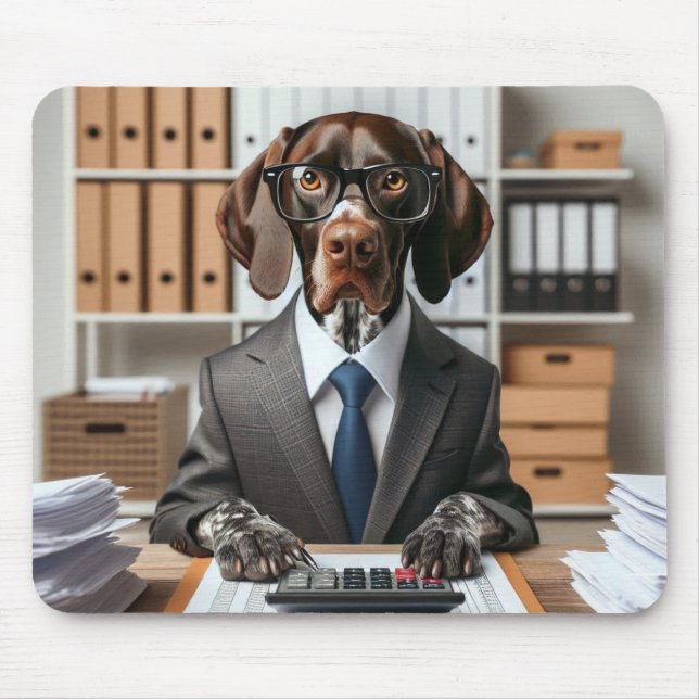 German Shorthaired Pointer working Accountant Mouse Pad (Front)