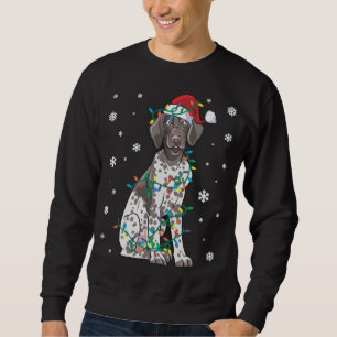 German Shorthaired Pointer Wrapped In Christmas Li Sweatshirt