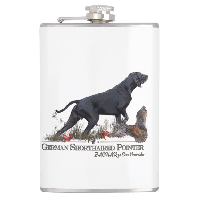 German Shorthaired Pointer, ZACHAR  Hip Flask (Front)