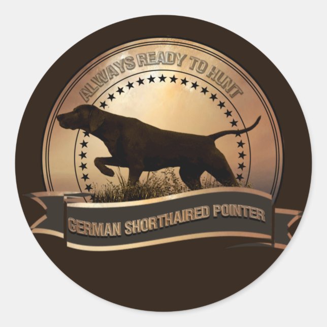German Shorthaired Pointer, ZACHAR Tapestry Poster Classic Round Sticker (Front)