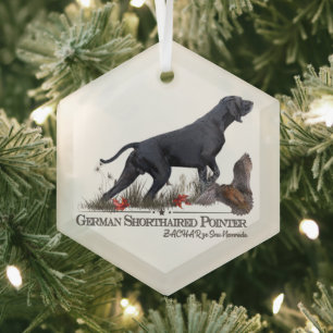 German Shorthaired Pointer, ZACHAR Tapestry Poster Glass Tree Decoration