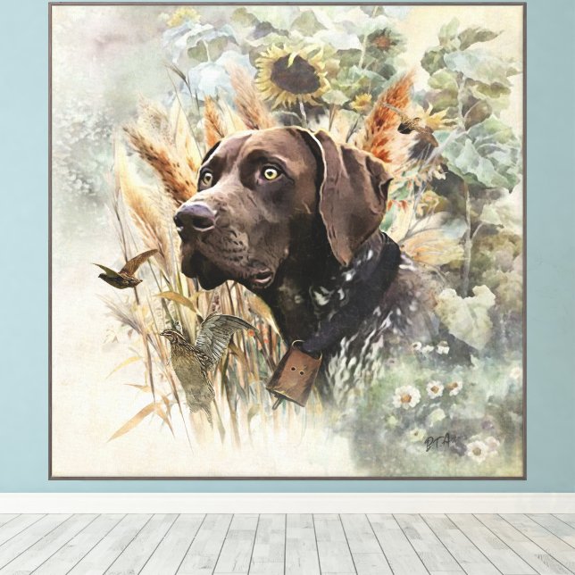 German Shorthaired Pointers  Canvas Print (Insitu (Wood Floor))