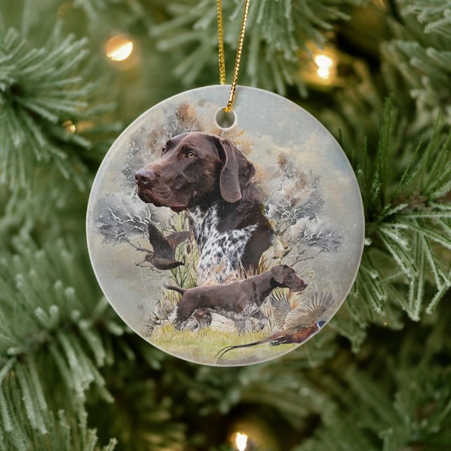 German Shorthaired Pointers  Ceramic Ornament (Tree)
