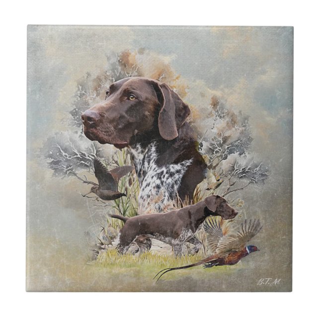 German Shorthaired Pointers  Ceramic Tile (Front)